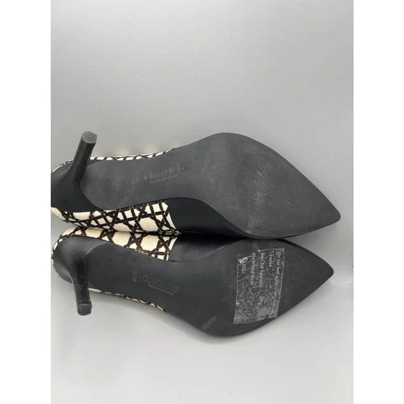 CharlesCharles David calf hair black/off white geometric print heels/pumps sz11 - Picture 7 of 10